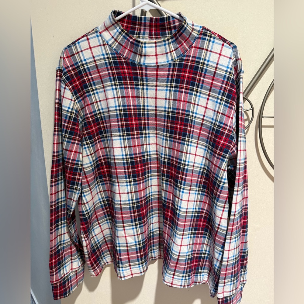 Lands' End Multicolor Plaid Shirt, Size XL, Relaxed Fit 100% Cotton